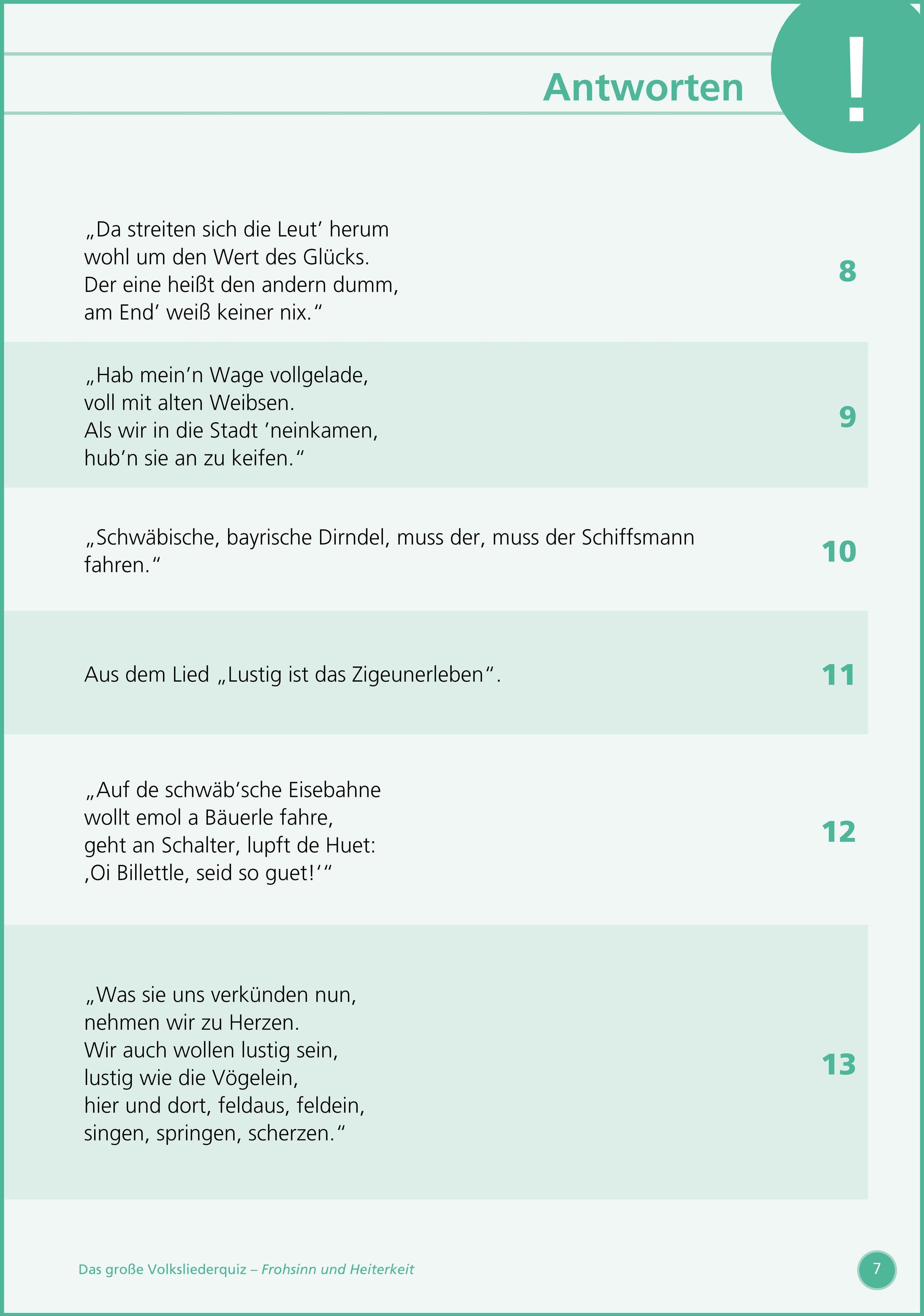 Beispielinhalt (Bild) Frohsinn und Heiterkeit ... Raten und Singen