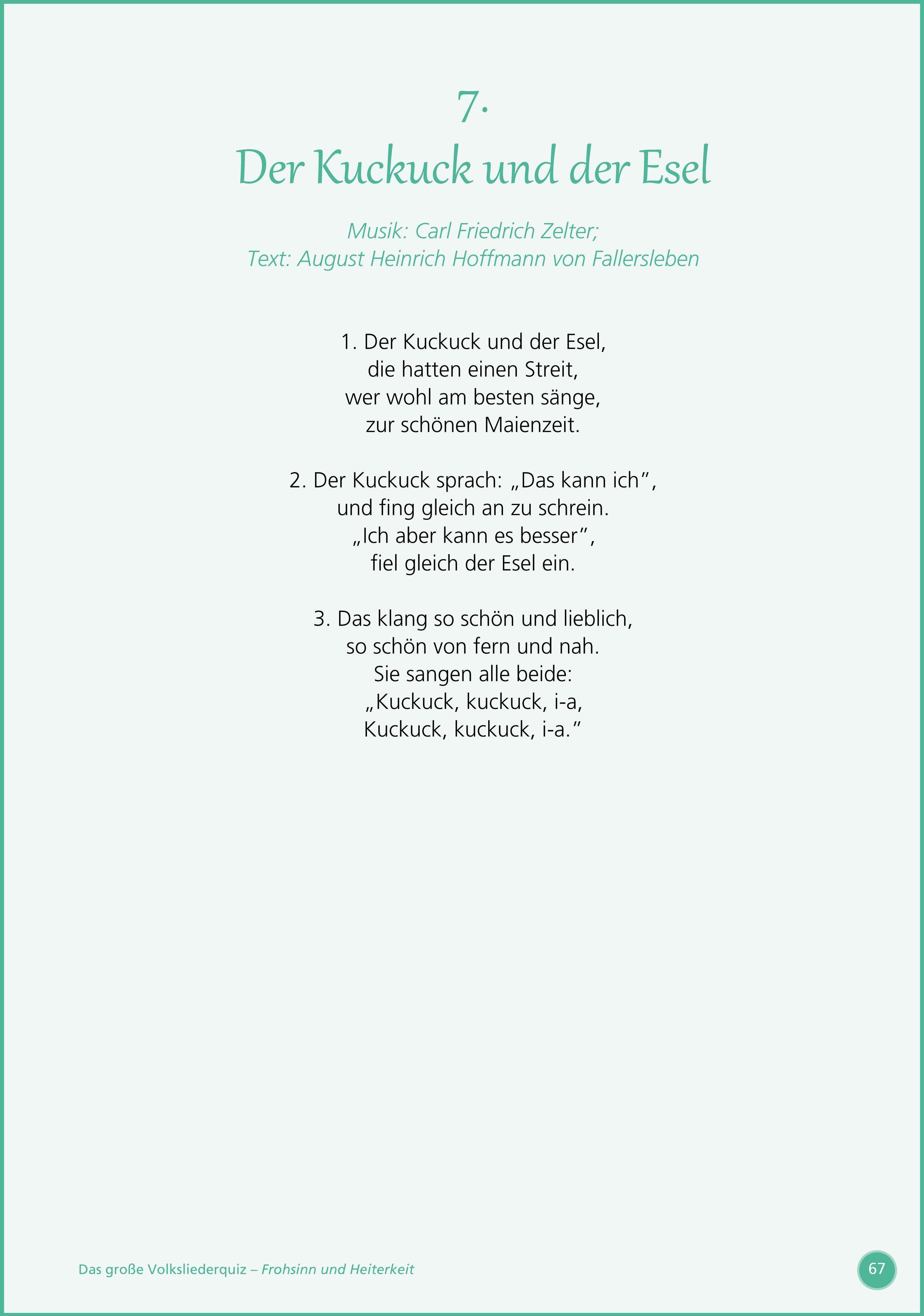 Beispielinhalt (Bild) Frohsinn und Heiterkeit ... Raten und Singen