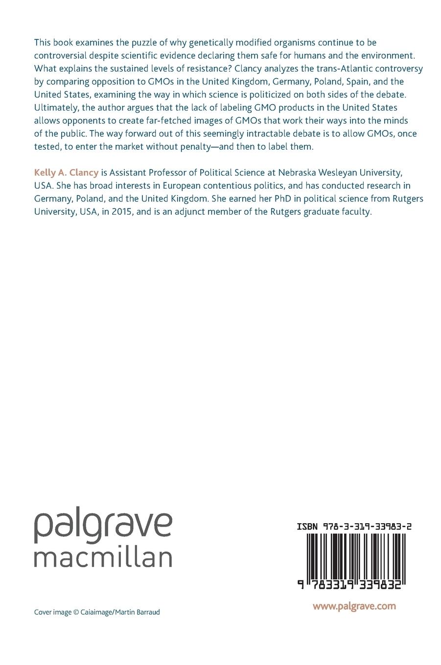 Rückseitencover The Politics of Genetically Modified Organisms in the United States and Europe