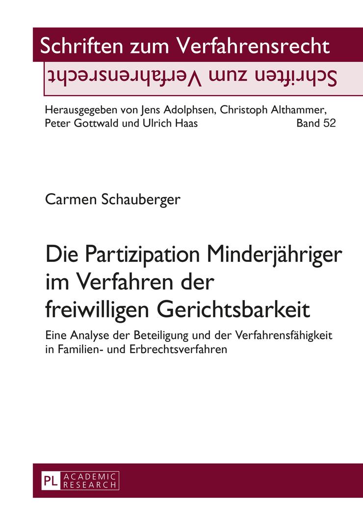 Vorderes Coverbild Die Partizipation Minderjähriger im Verfahren der freiwilligen Gerichtsbarkeit