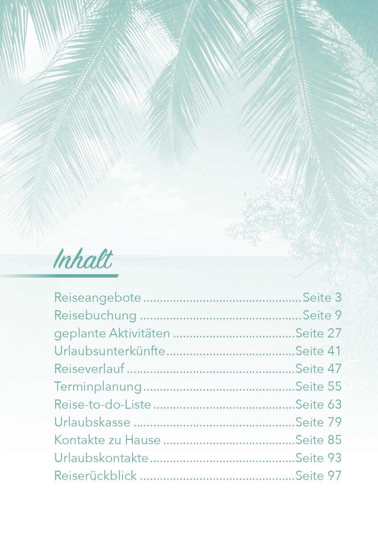Beispielinhalt (Bild) Reiseplaner und Reisetagebuch