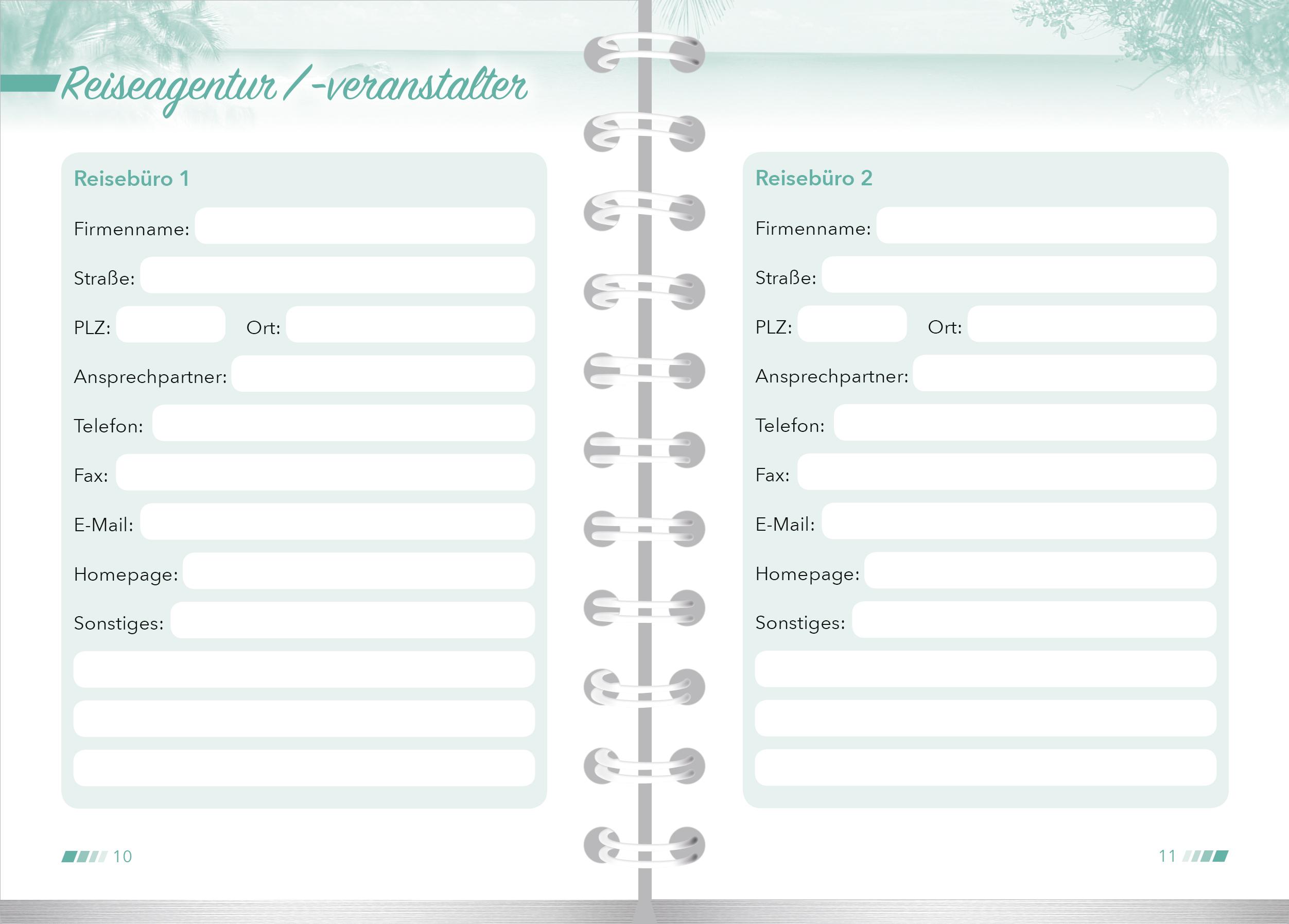 Beispielinhalt (Bild) Reiseplaner und Reisetagebuch