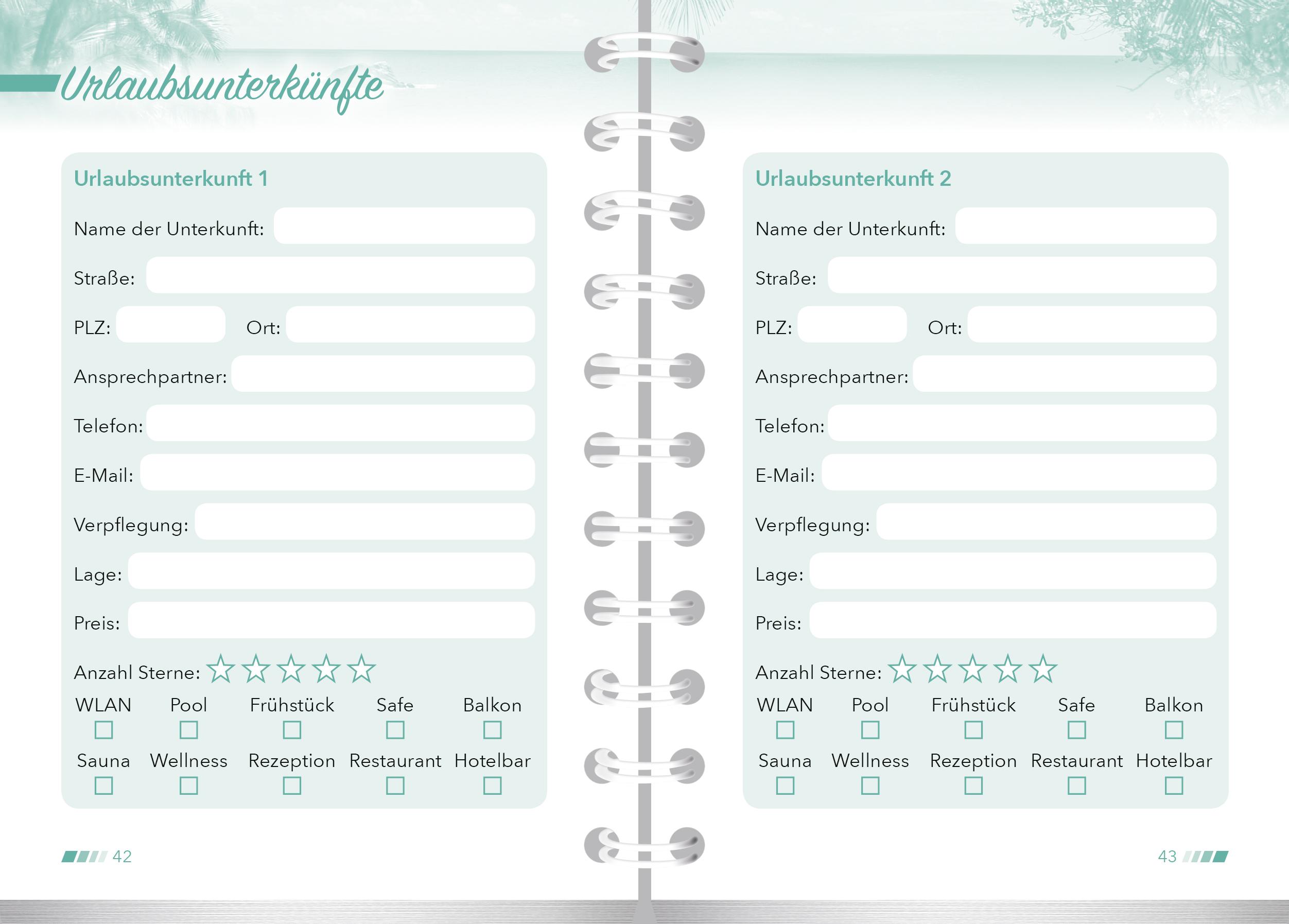 Beispielinhalt (Bild) Reiseplaner und Reisetagebuch