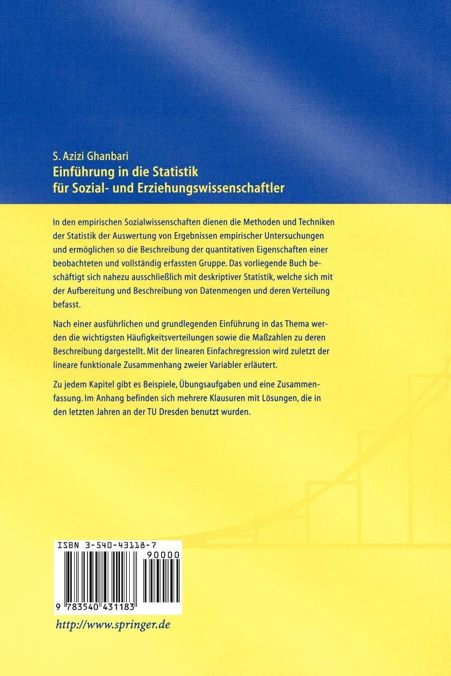 Rückseitencover Einführung in Die Statistik für Sozial- Und Erziehungs-wissenschaftler