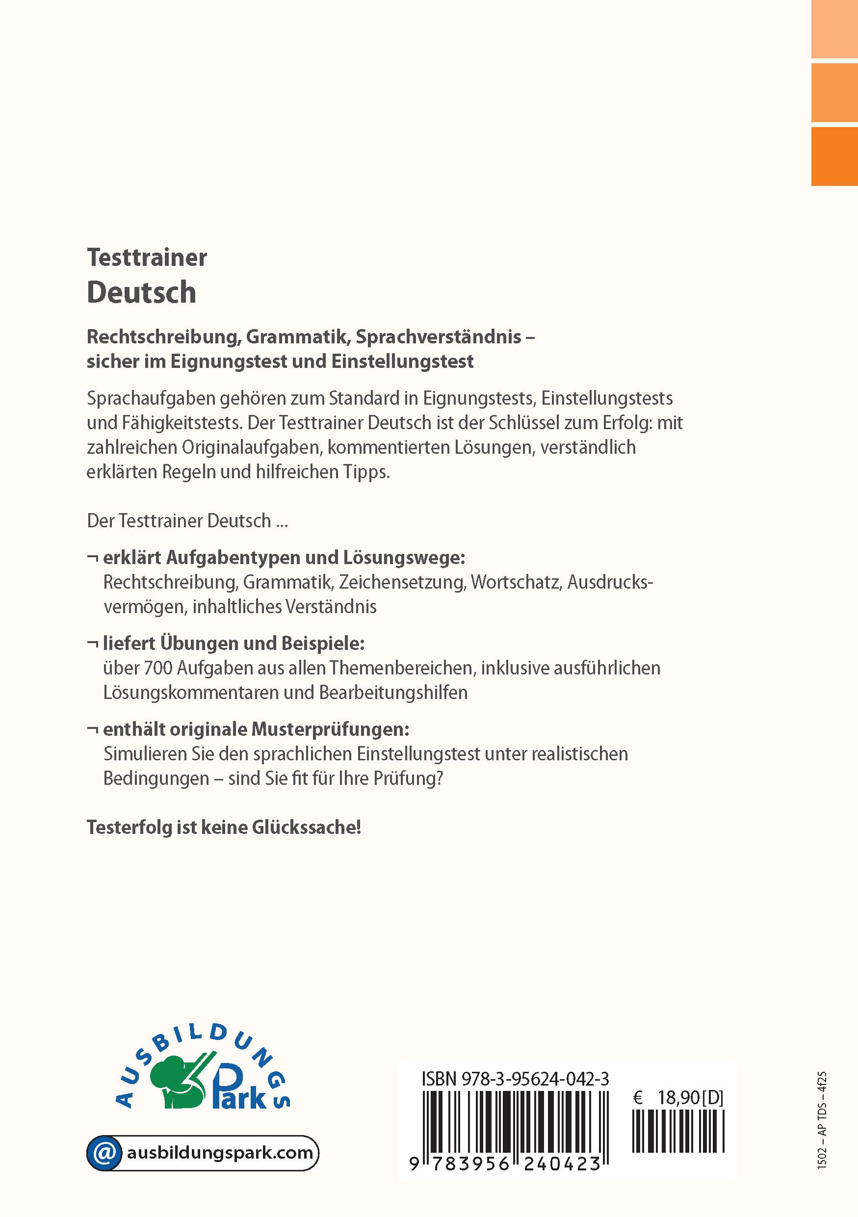 Rückseitencover Testtrainer Deutsch