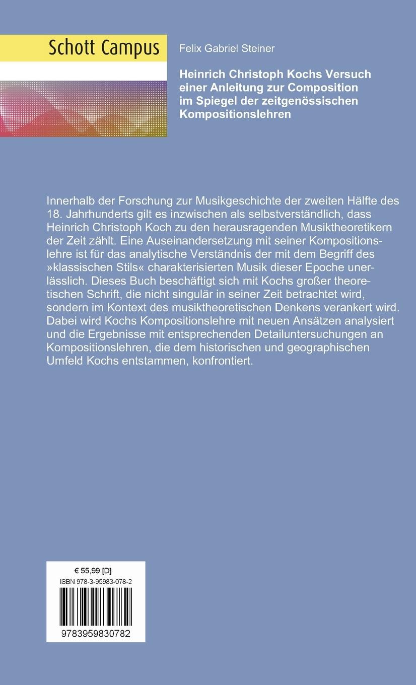 Rückseitencover Heinrich Christoph Kochs Versuch einer Anleitung zur Composition im Spiegel der zeitgenössischen Kompositionslehren