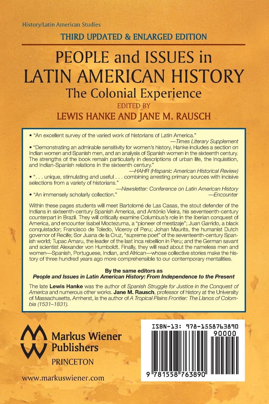 Rückseitencover People and Issues in Latin American History Vol I