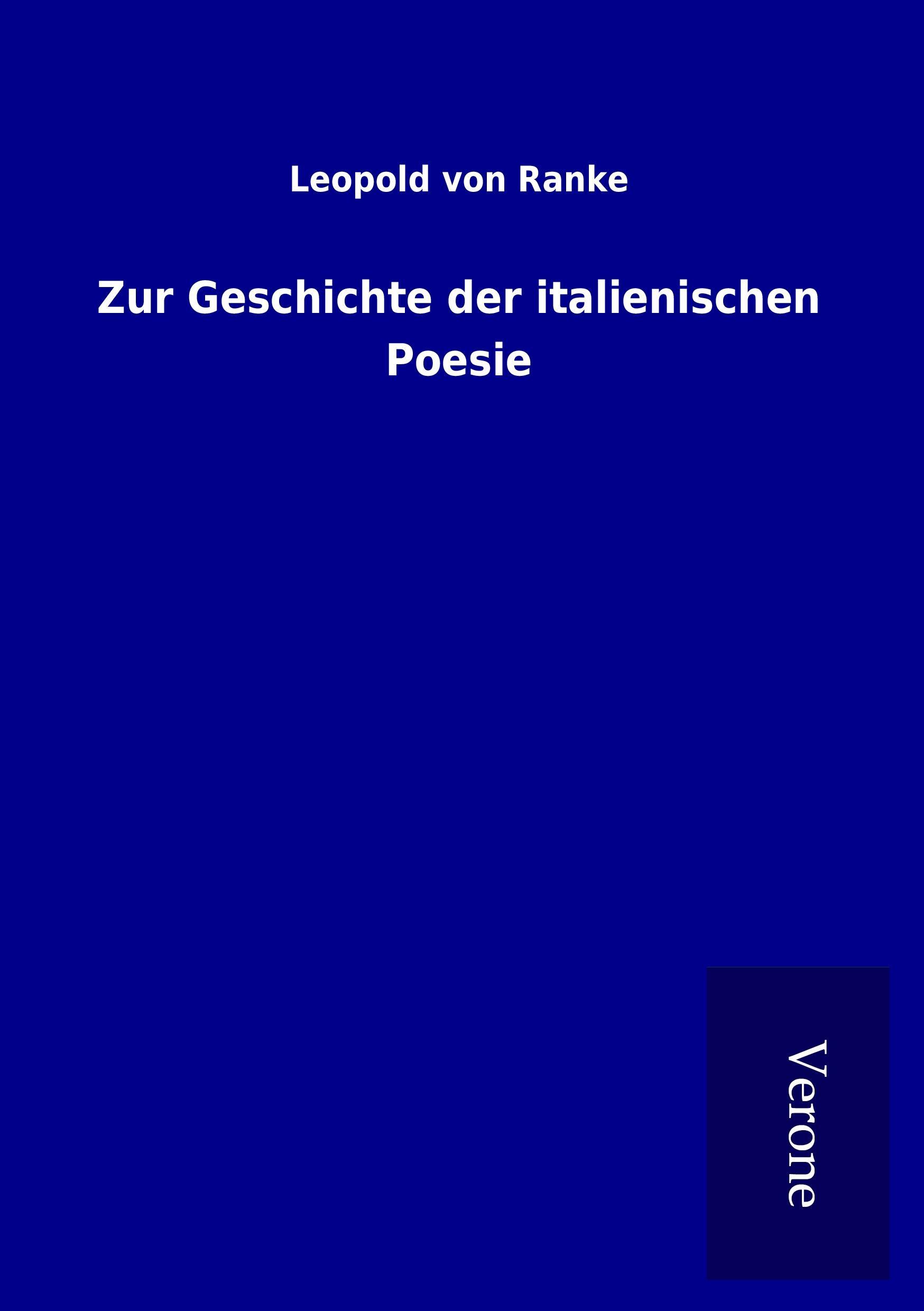 Vorderes Coverbild Zur Geschichte der italienischen Poesie