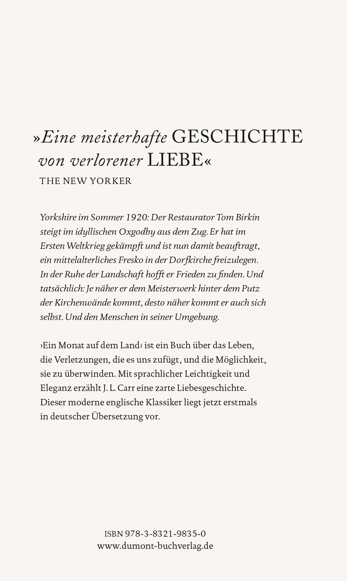 Rückseitencover Ein Monat auf dem Land