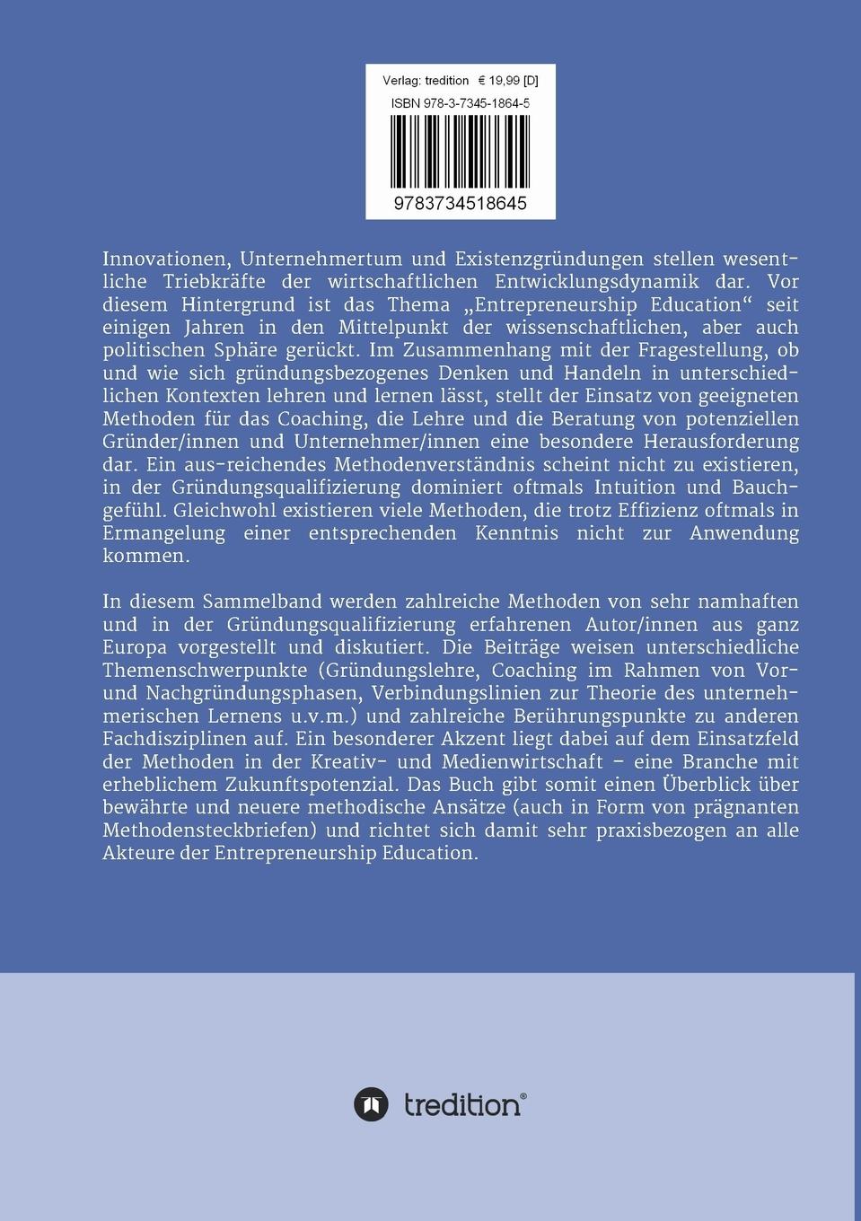 Rückseitencover Methoden für die Gründungsqualifizierung