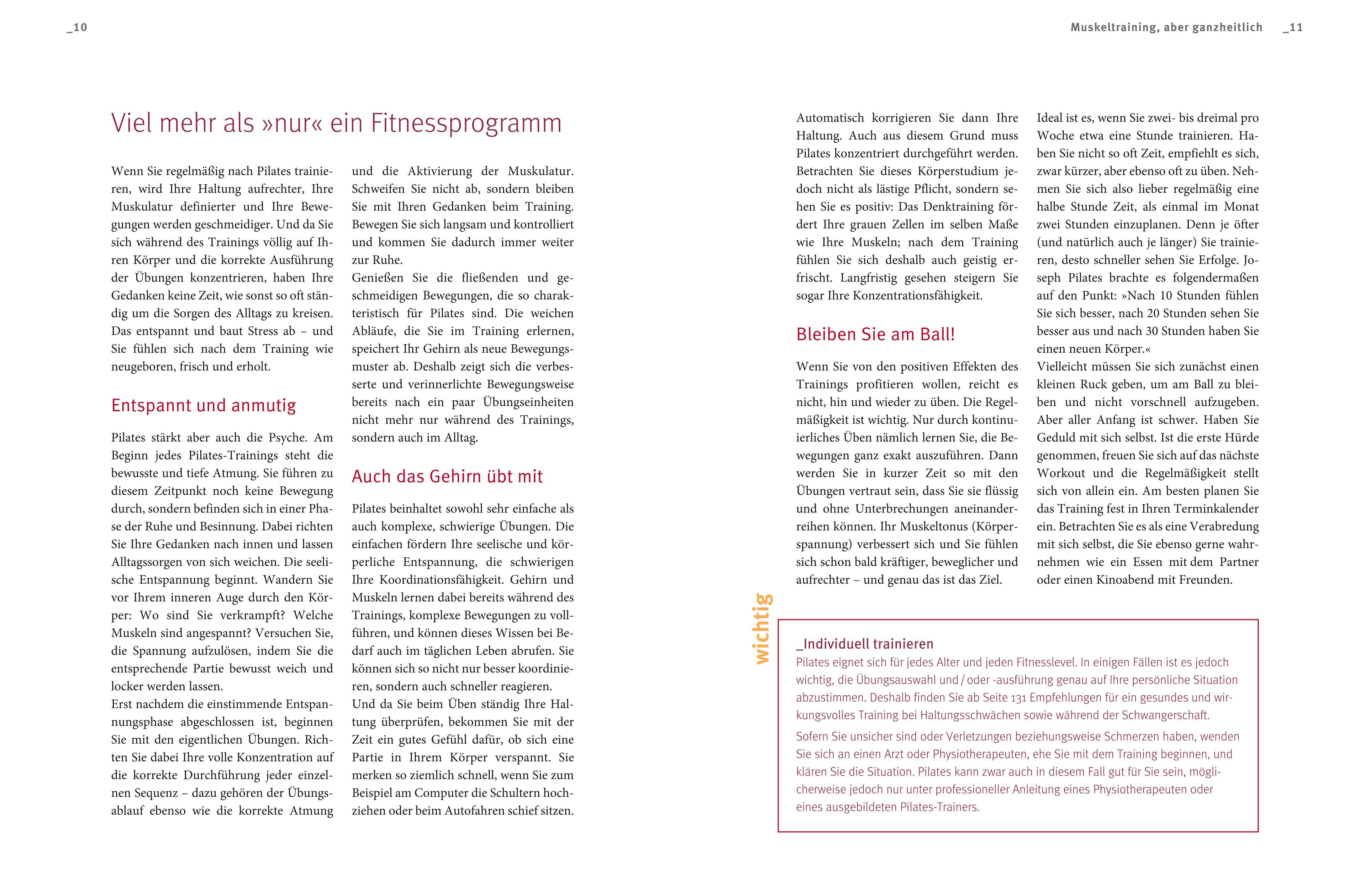 Beispielinhalt (Bild) Das große Pilates-Buch