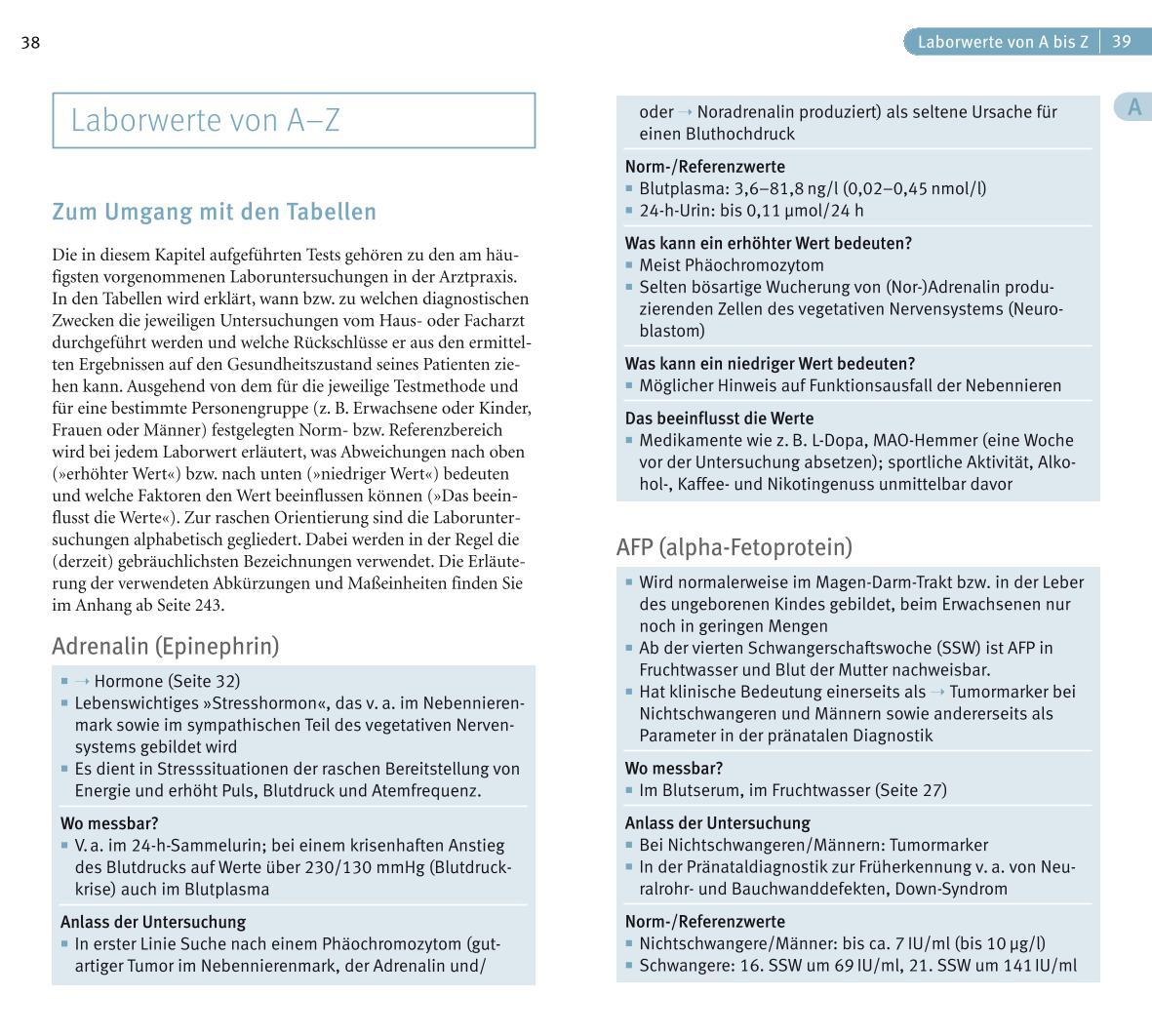 Beispielinhalt (Bild) Laborwerte