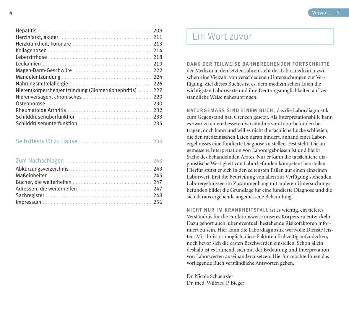 Beispielinhalt (Bild) Laborwerte