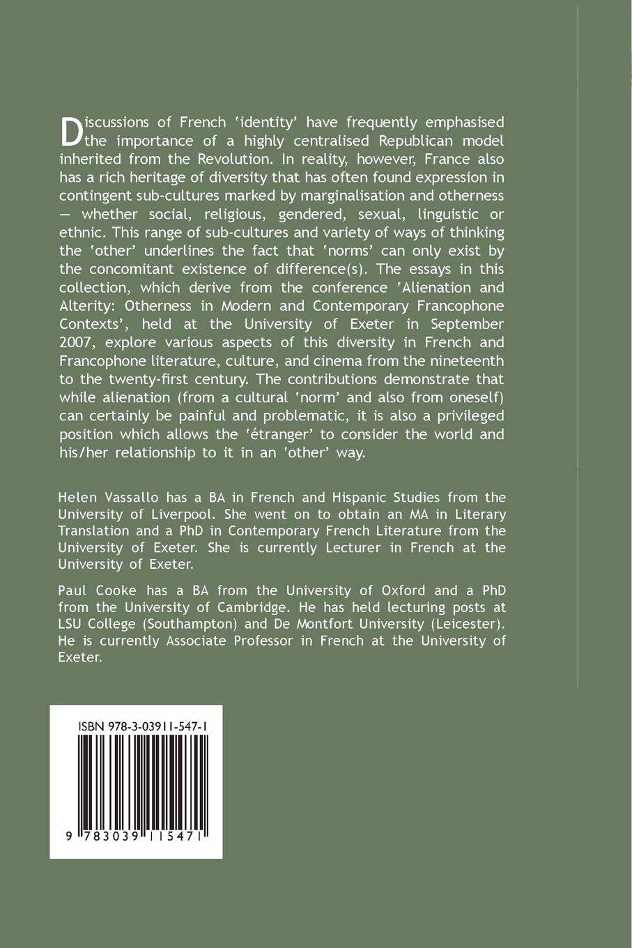 Rückseitencover Alienation and Alterity