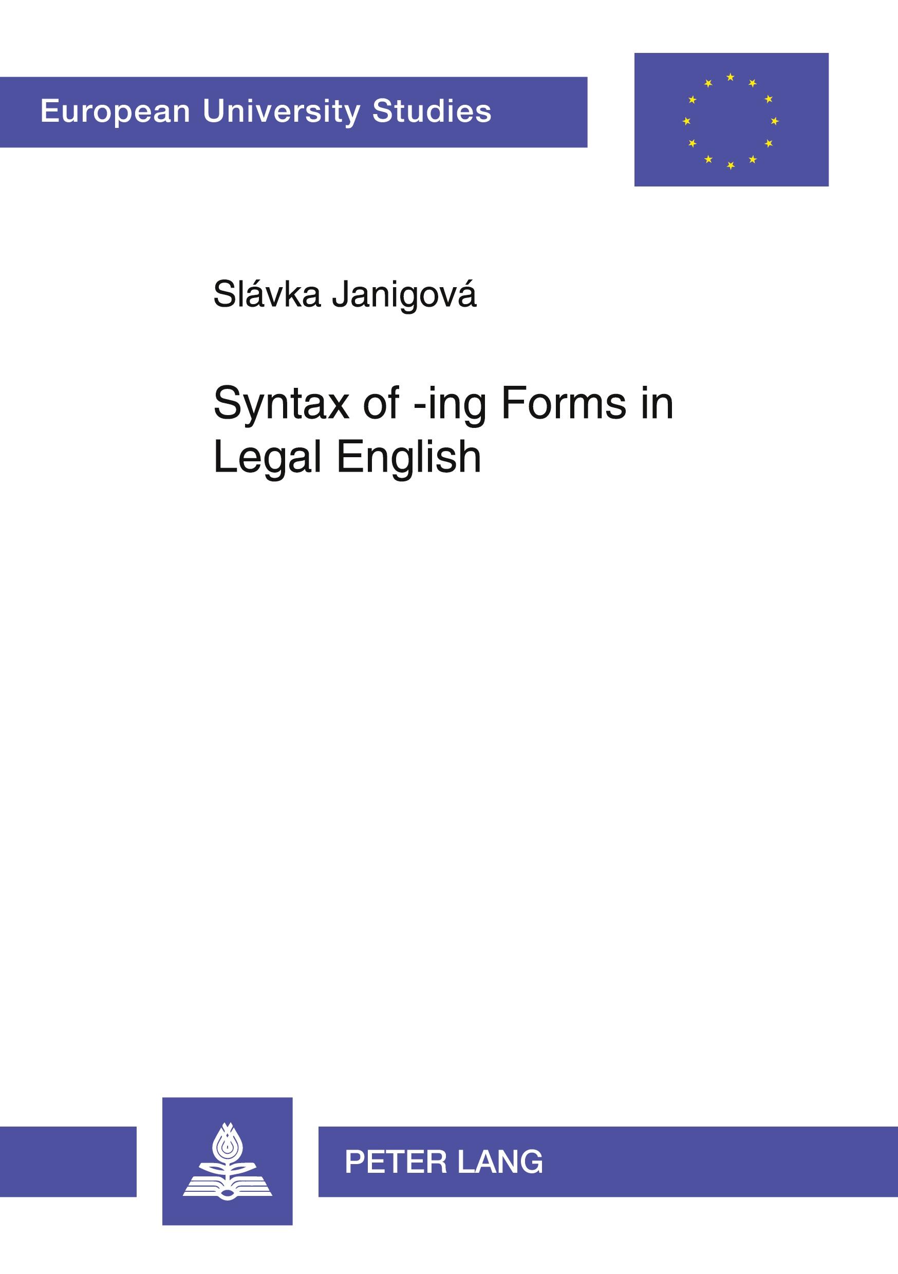 Vorderes Coverbild Syntax of -ing Forms in Legal English
