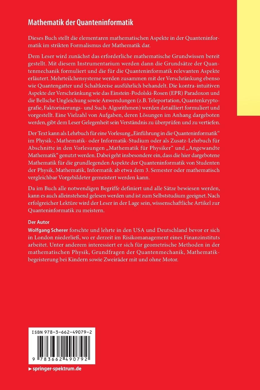 Rückseitencover Mathematik der Quanteninformatik