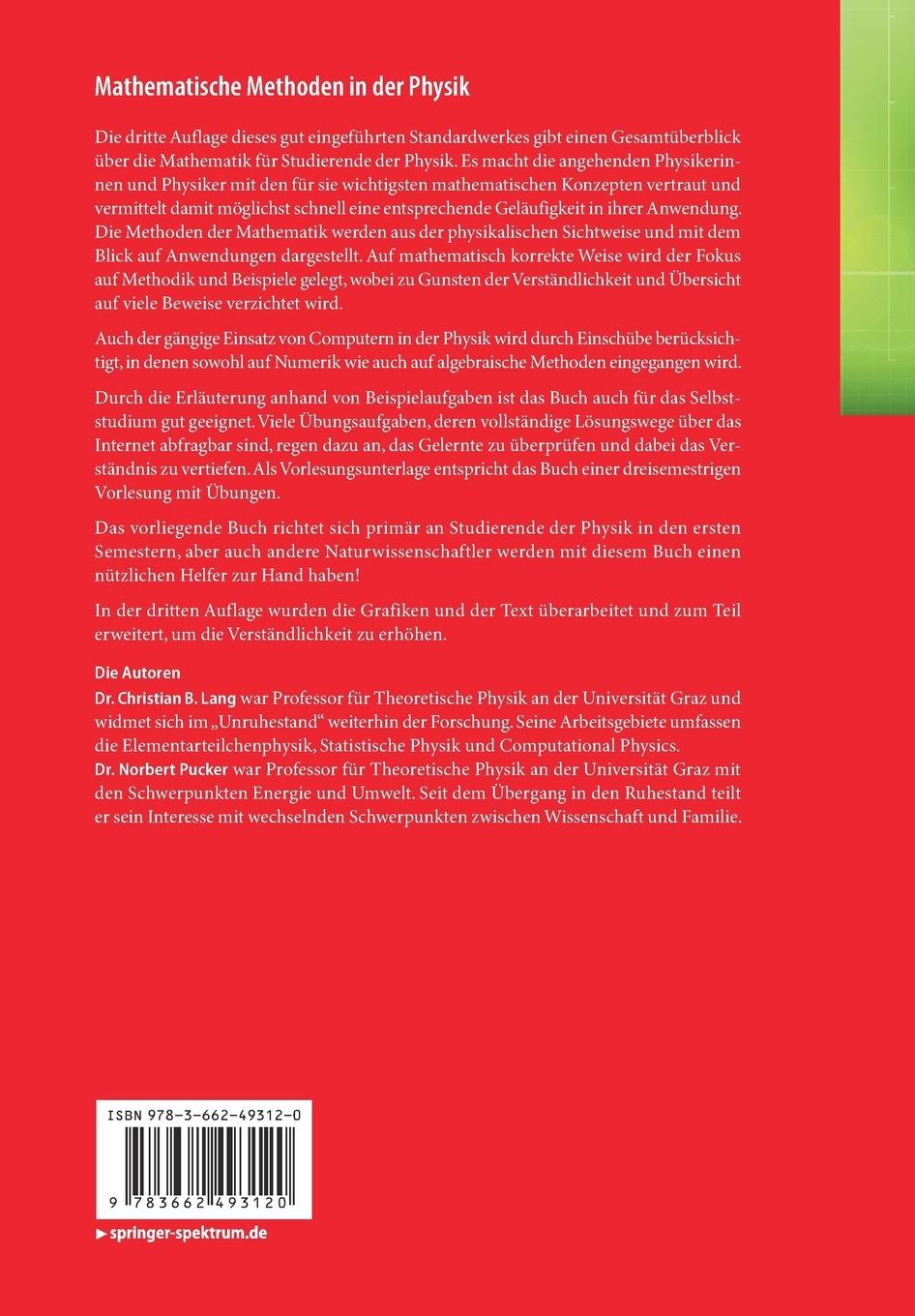 Rückseitencover Mathematische Methoden in der Physik
