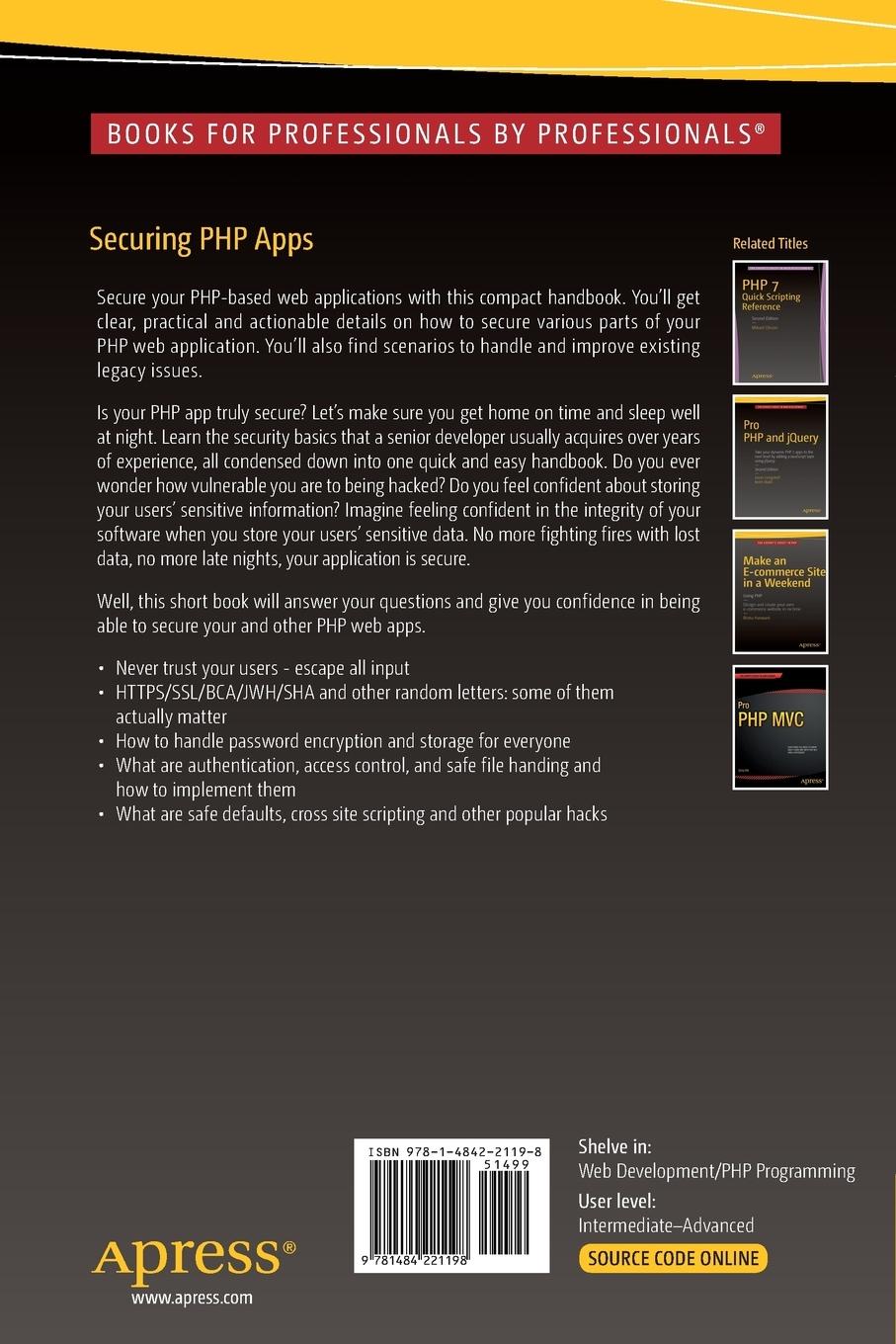Rückseitencover Securing PHP Apps