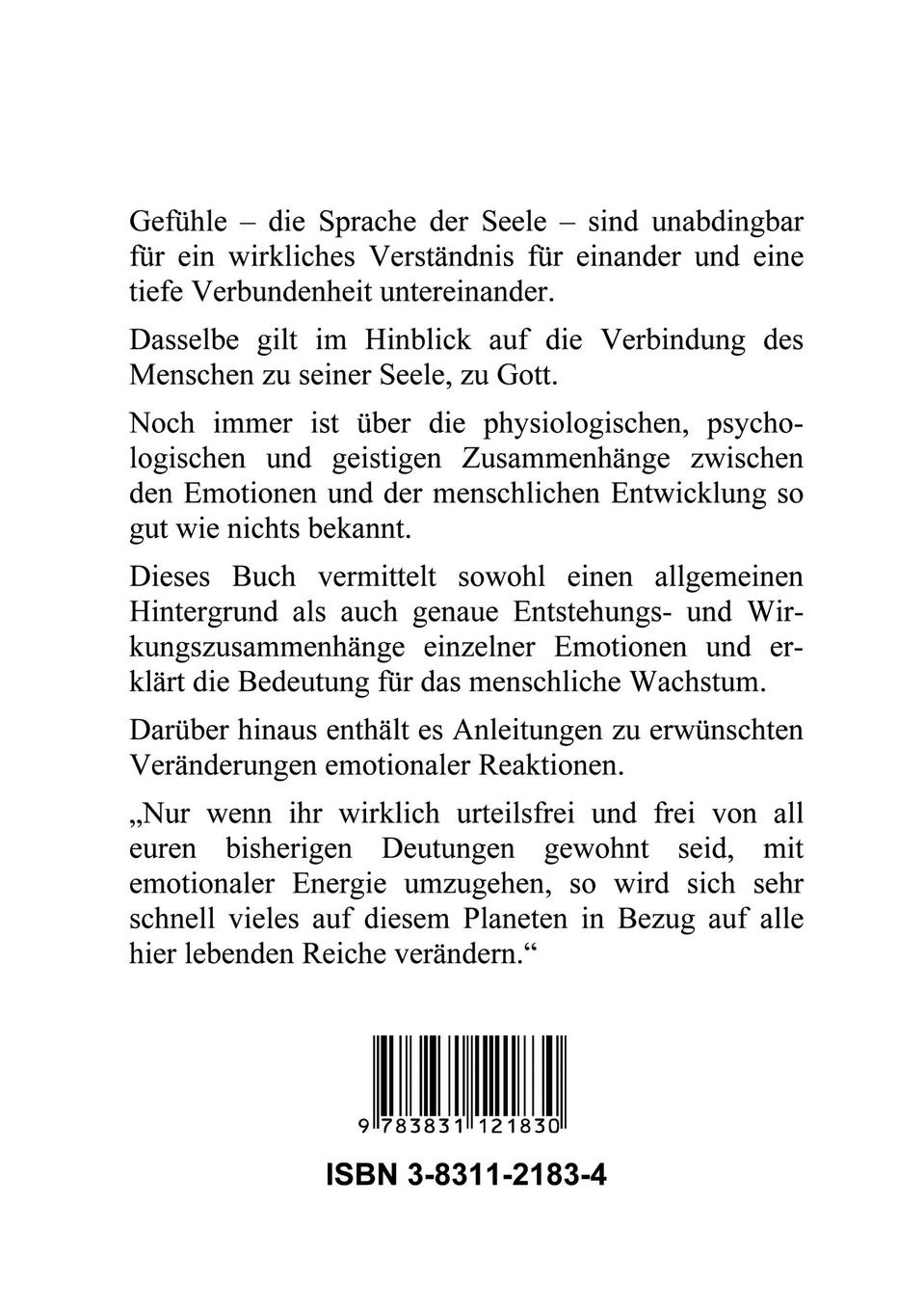 Rückseitencover Gefühle die Sprache der Seele und der ...