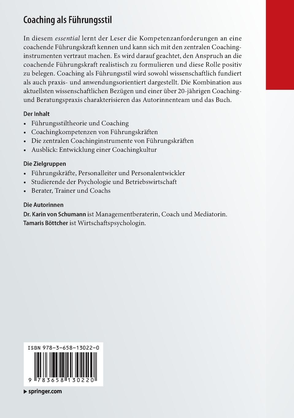 Rückseitencover Coaching als Führungsstil