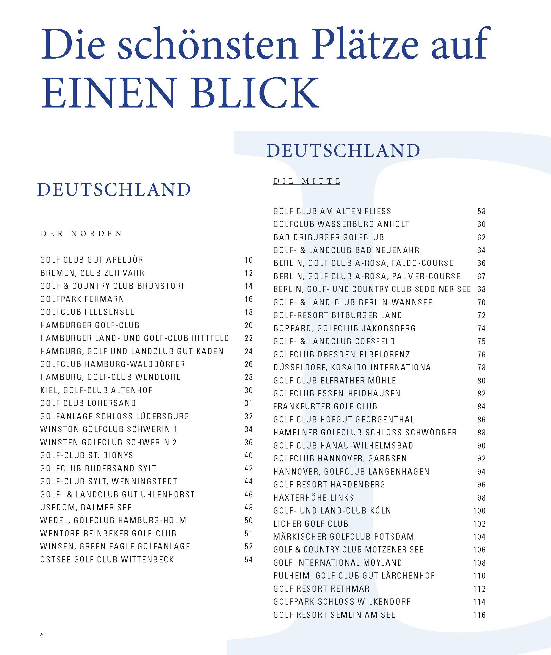 Beispielinhalt (Bild) Die 100 besten Golfplätze in Deutschland und Österreich