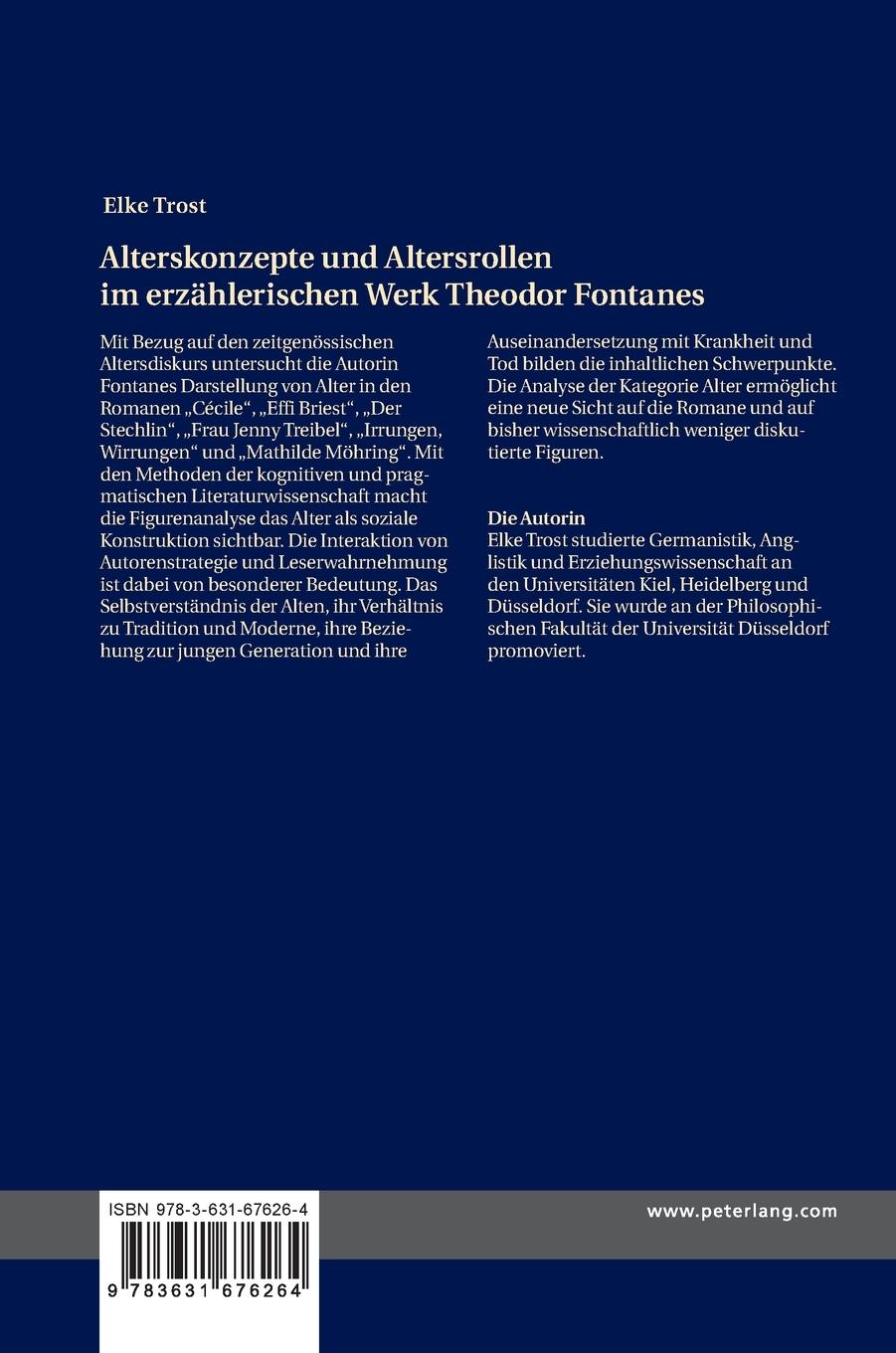 Rückseitencover Alterskonzepte und Altersrollen im erzählerischen Werk Theodor Fontanes