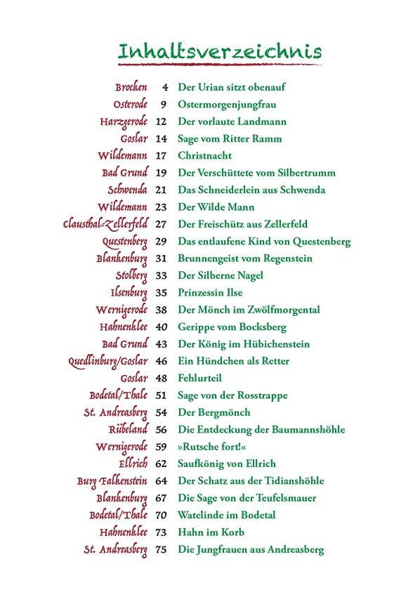 Beispielinhalt (Bild) Die schönsten Harzer Märchen und Sagen