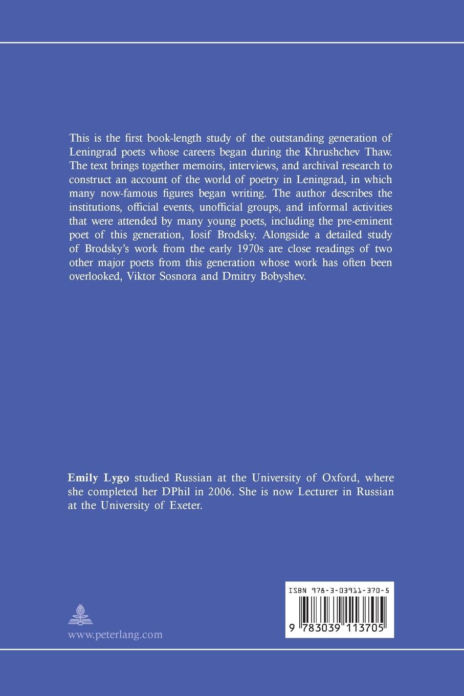 Rückseitencover Leningrad Poetry 1953-1975