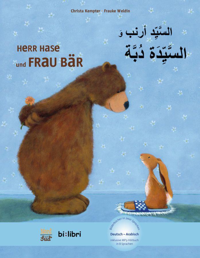 Vorderes Coverbild Herr Hase & Frau Bär. Kinderbuch Deutsch- Arabisch