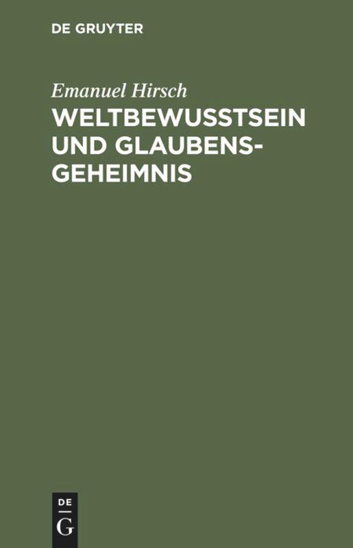 Vorderes Coverbild Weltbewusstsein und Glaubensgeheimnis