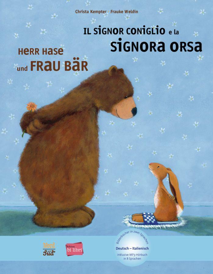 Vorderes Coverbild Herr Hase & Frau Bär. Kinderbuch Deutsch-Italienisch