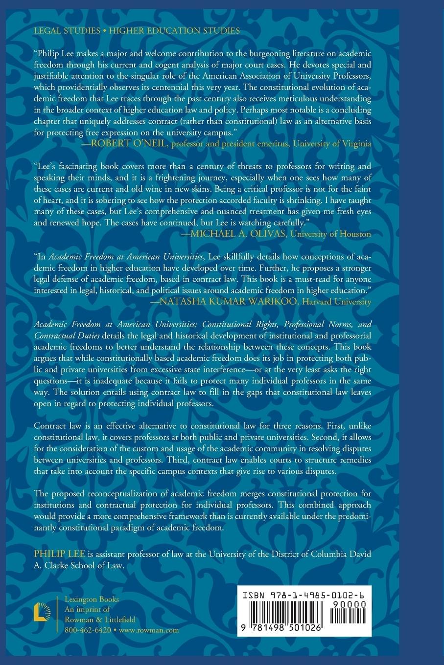 Rückseitencover Academic Freedom at American Universities