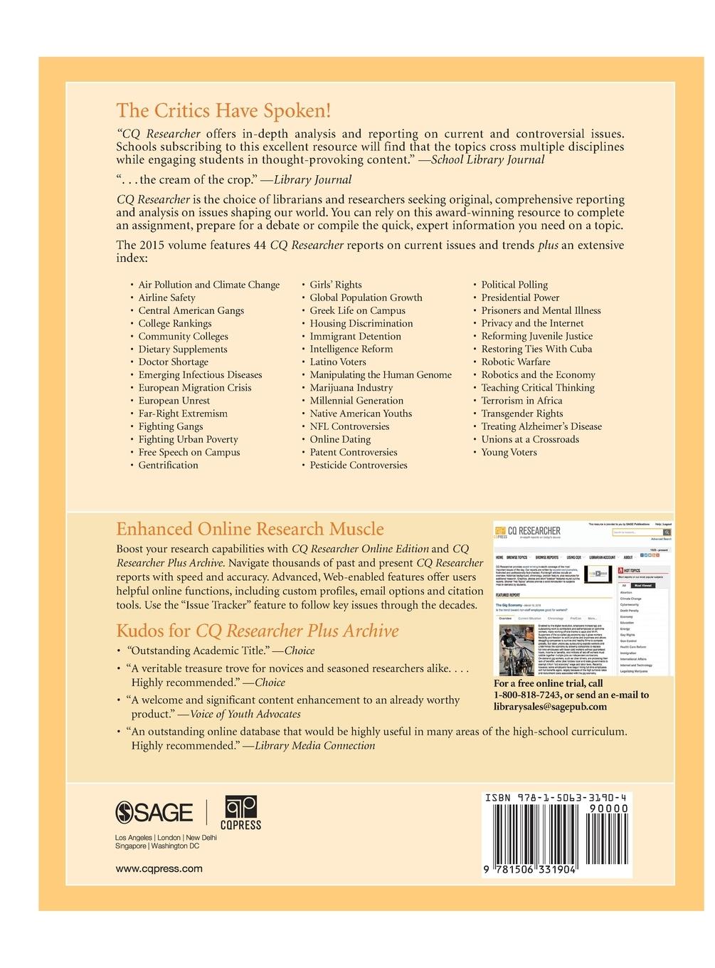 Rückseitencover CQ Researcher Bound Volume 2015