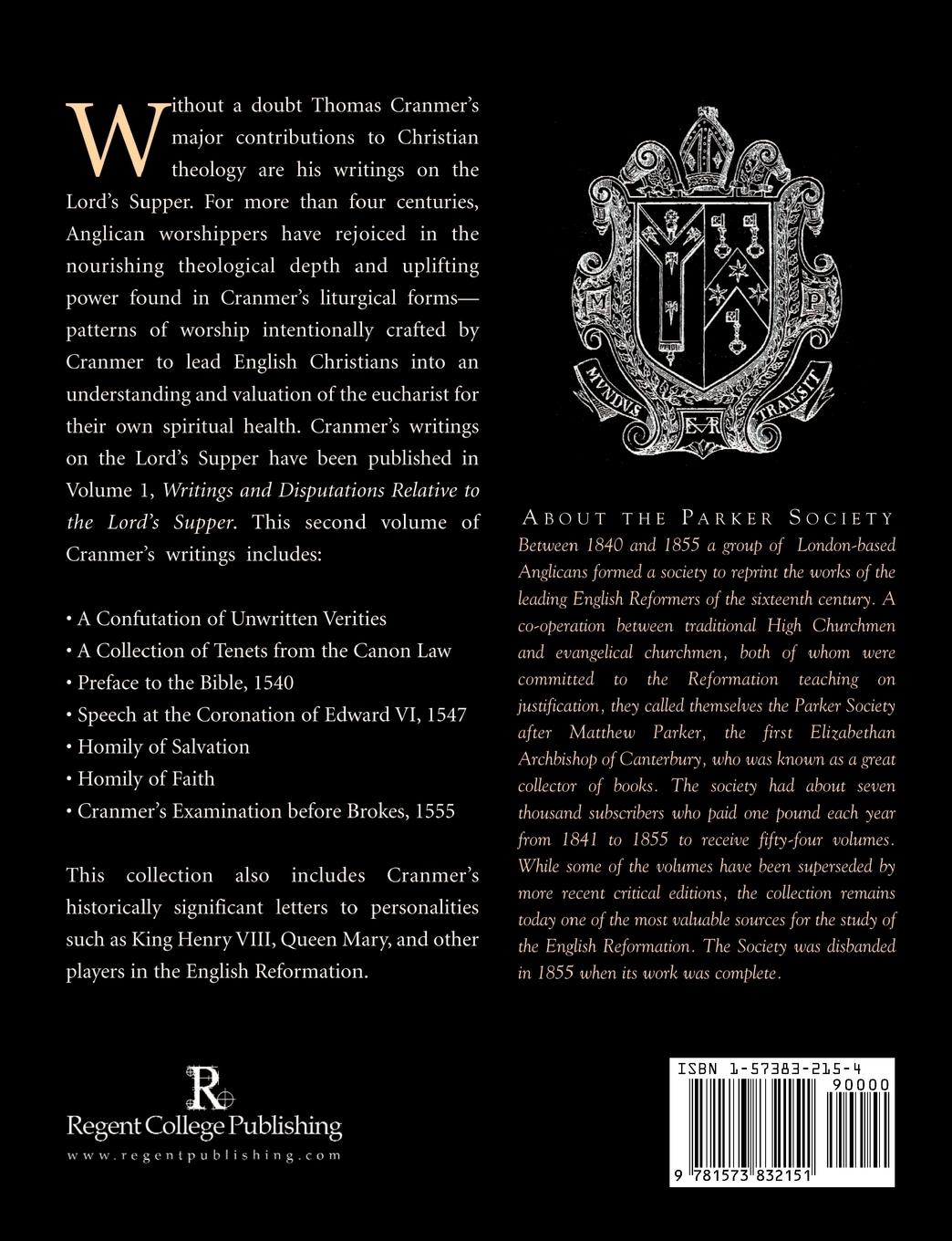 Rückseitencover Miscellaneous Writings and Letters of Thomas Cranmer