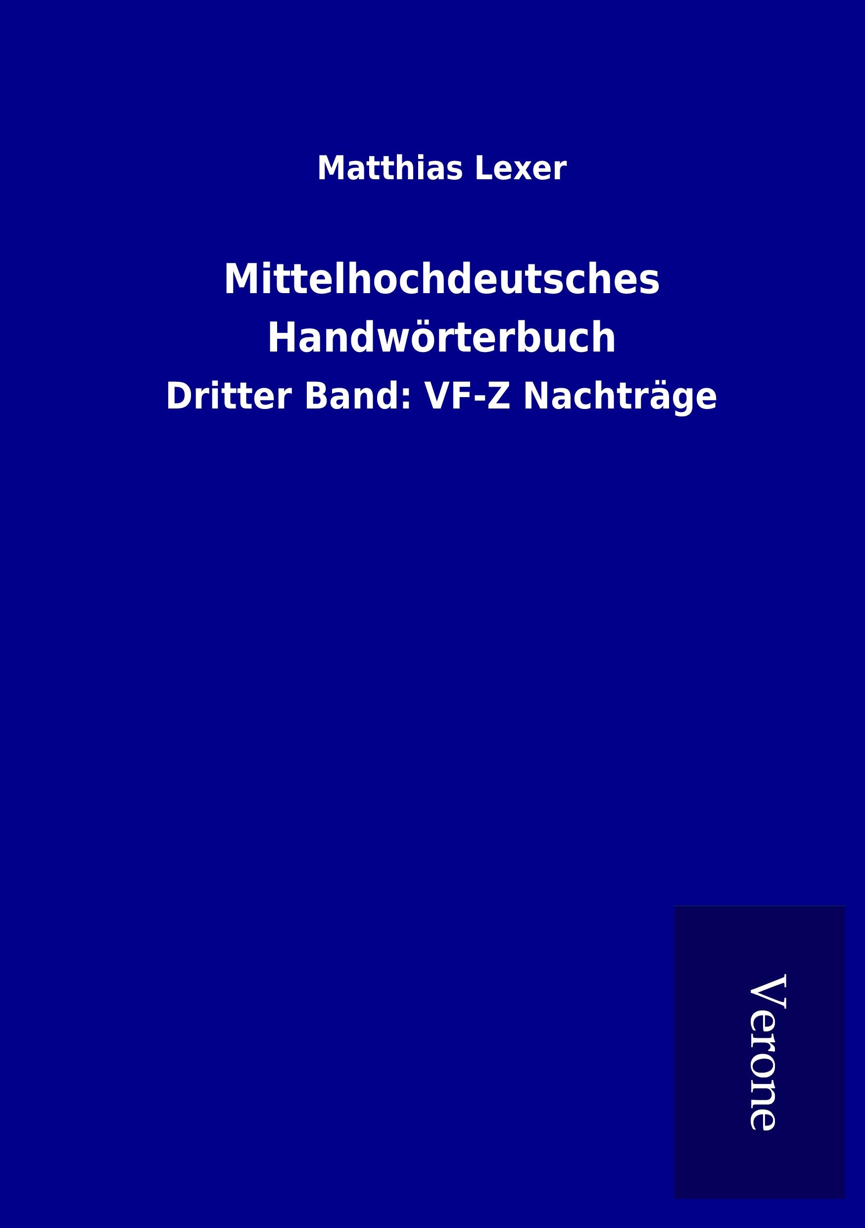 Vorderes Coverbild Mittelhochdeutsches Handwörterbuch