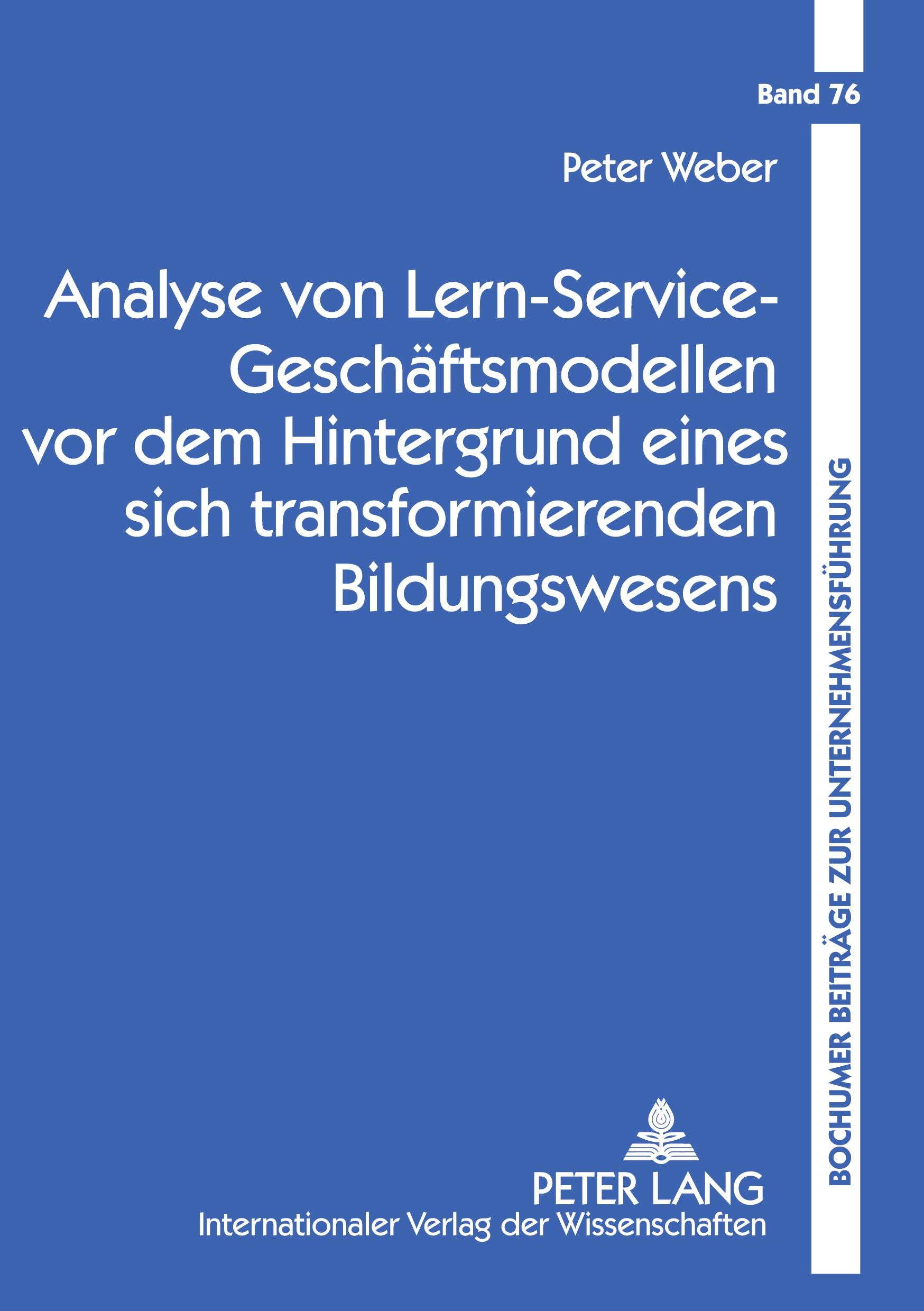 Vorderes Coverbild Analyse von Lern-Service-Geschäftsmodellen vor dem Hintergrund eines sich transformierenden Bildungswesens