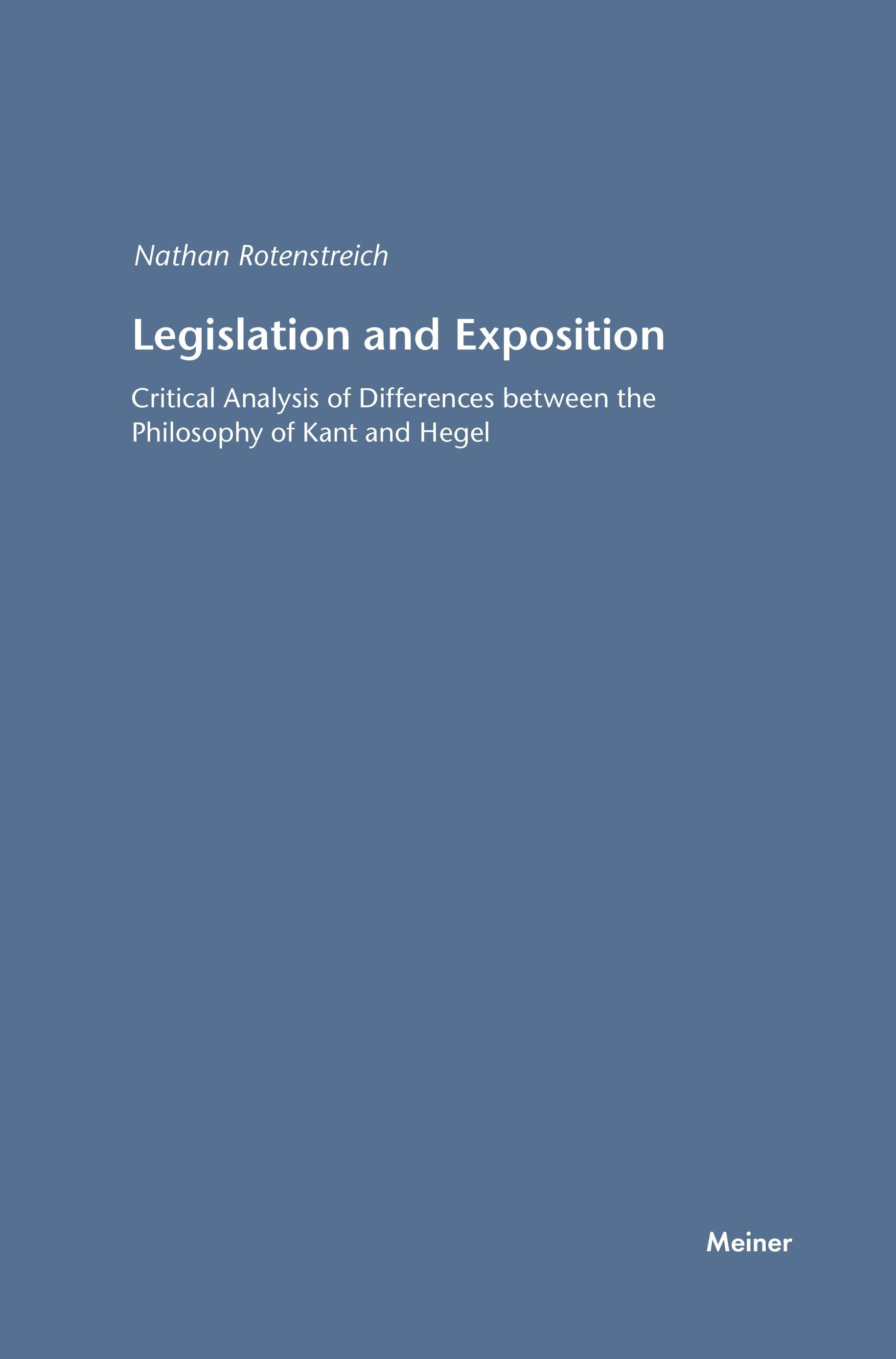 Vorderes Coverbild Legislation and Exposition
