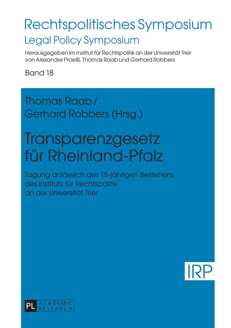 Vorderes Coverbild Transparenzgesetz für Rheinland-Pfalz