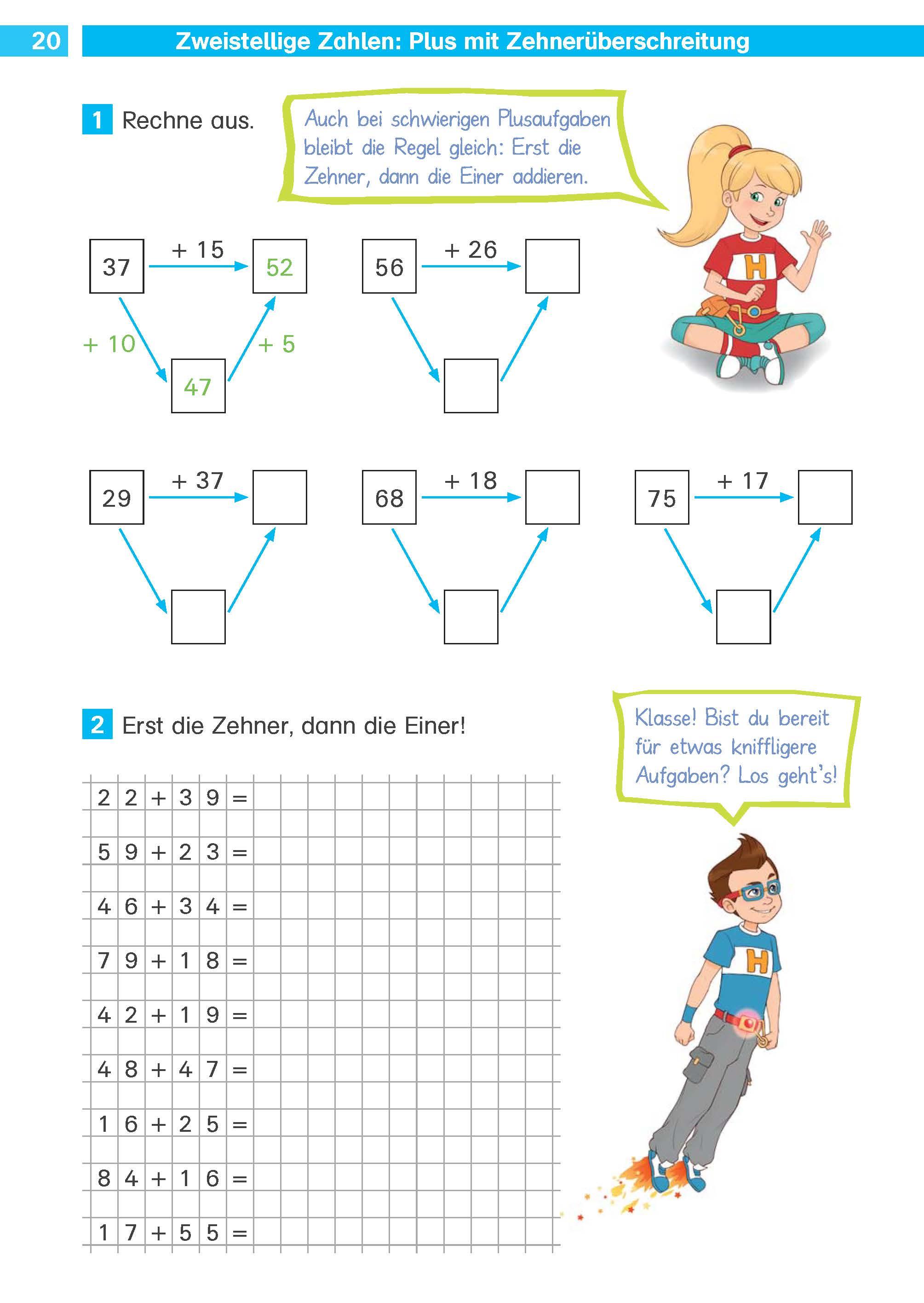 Beispielinhalt (Bild) Die Mathe-Helden. Rechnen bis 100. 2. Klasse