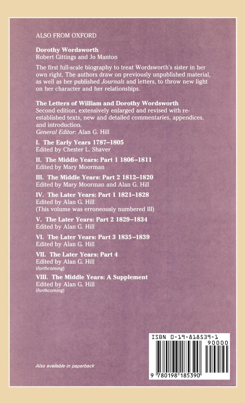 Rückseitencover The Letters of Dorothy Wordsworth