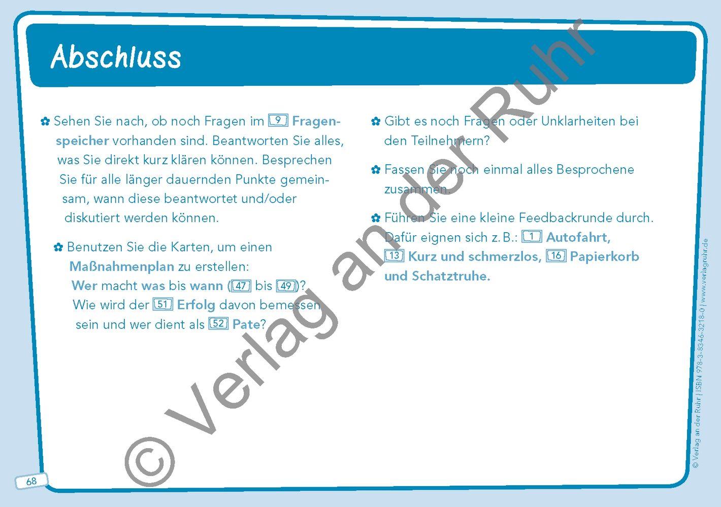 Beispielinhalt (Bild) Methoden-Karten für die Teambesprechung