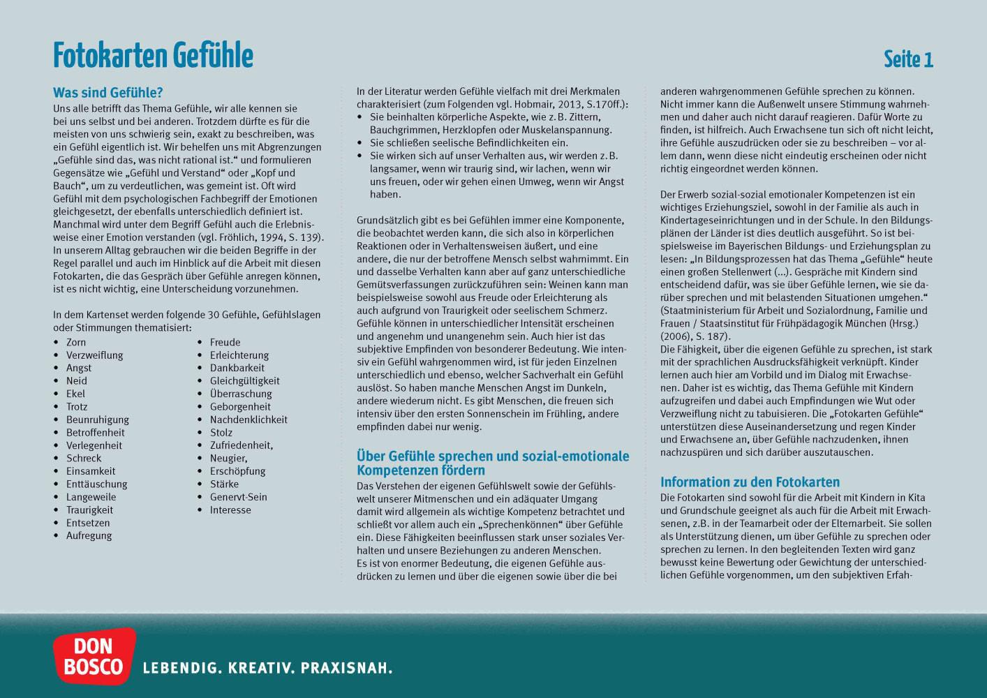 Beispielinhalt (Bild) Fotokarten Gefühle