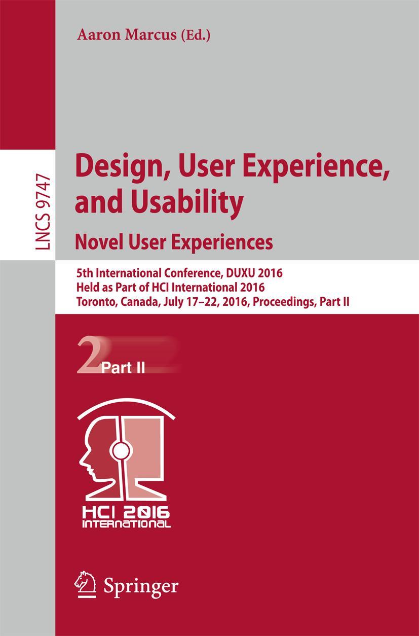 Vorderes Coverbild Design, User Experience, and Usability: Novel User Experiences