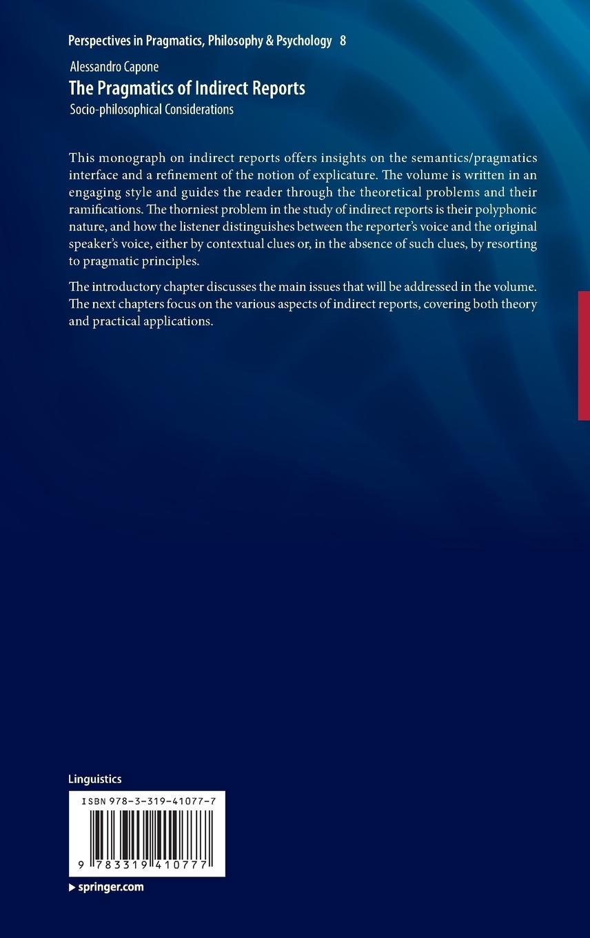 Rückseitencover The Pragmatics of Indirect Reports