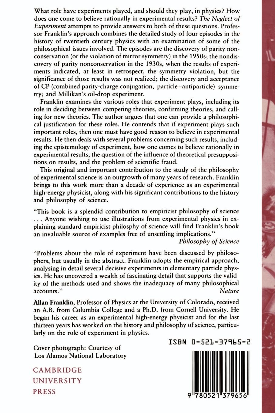 Rückseitencover The Neglect of Experiment