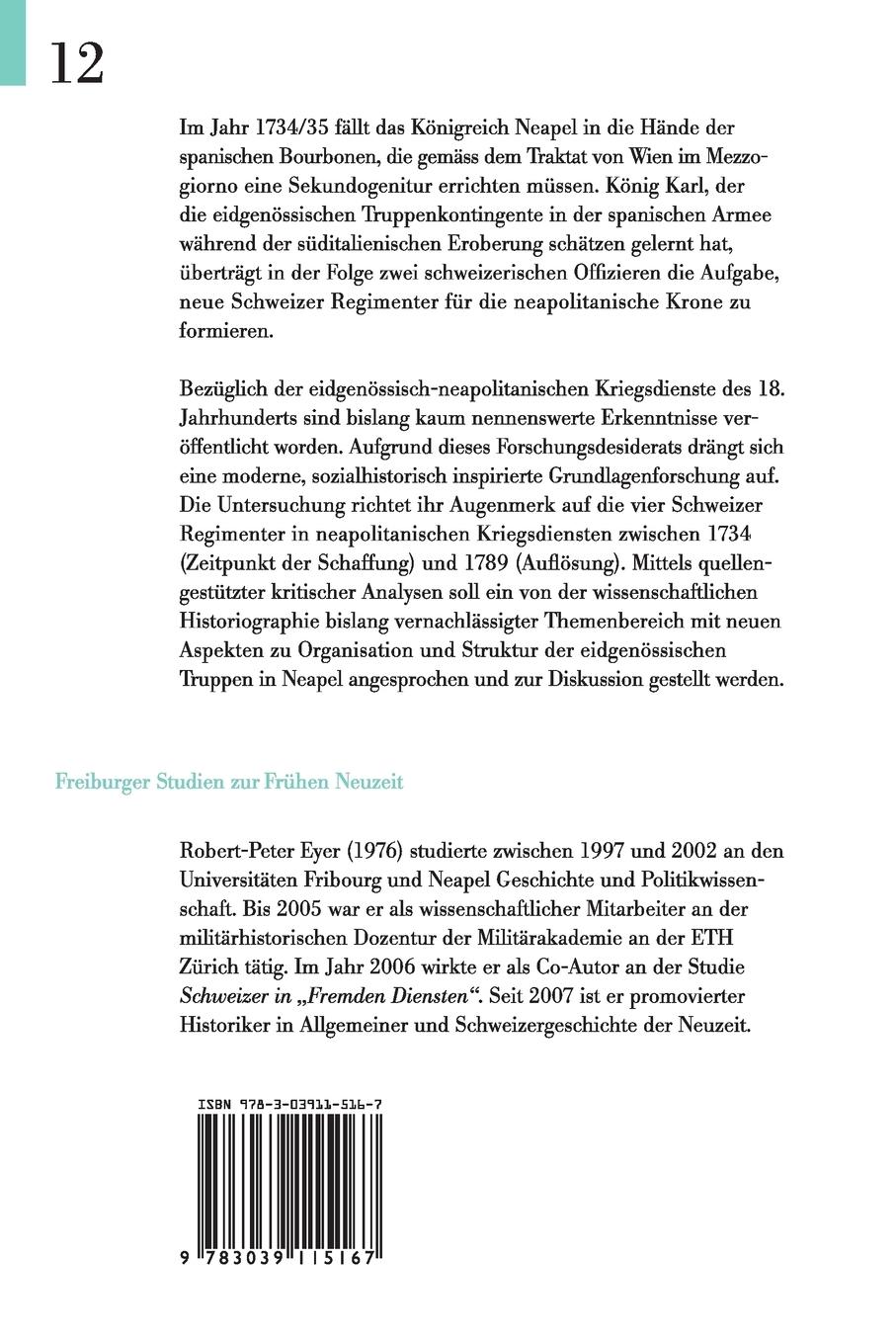 Rückseitencover Die Schweizer Regimenter in Neapel im 18. Jahrhundert (1734-1789)