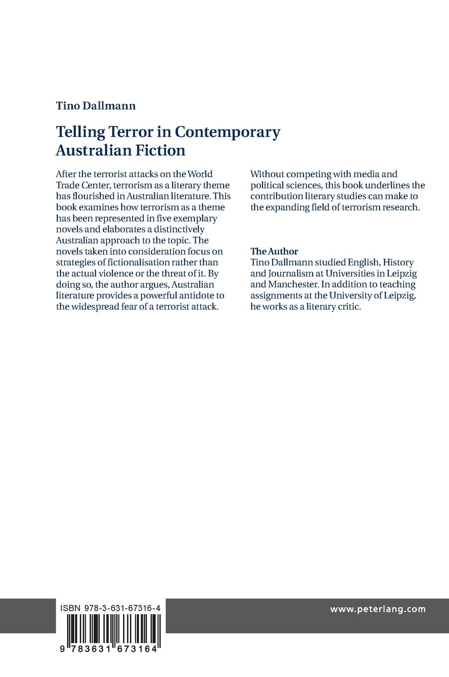 Rückseitencover Telling Terror in Contemporary Australian Fiction