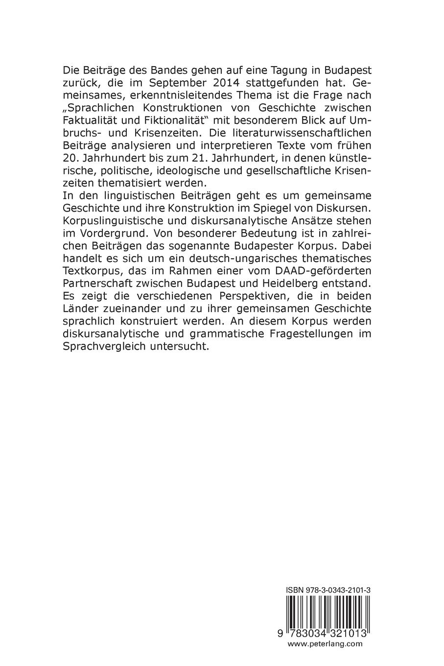 Rückseitencover Geschichte(n) fiktional und faktual