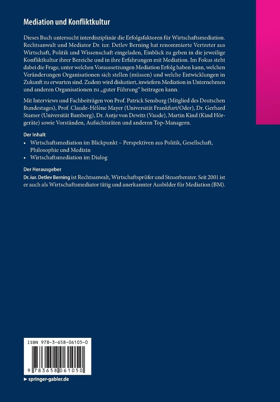 Rückseitencover Mediation und Konfliktkultur