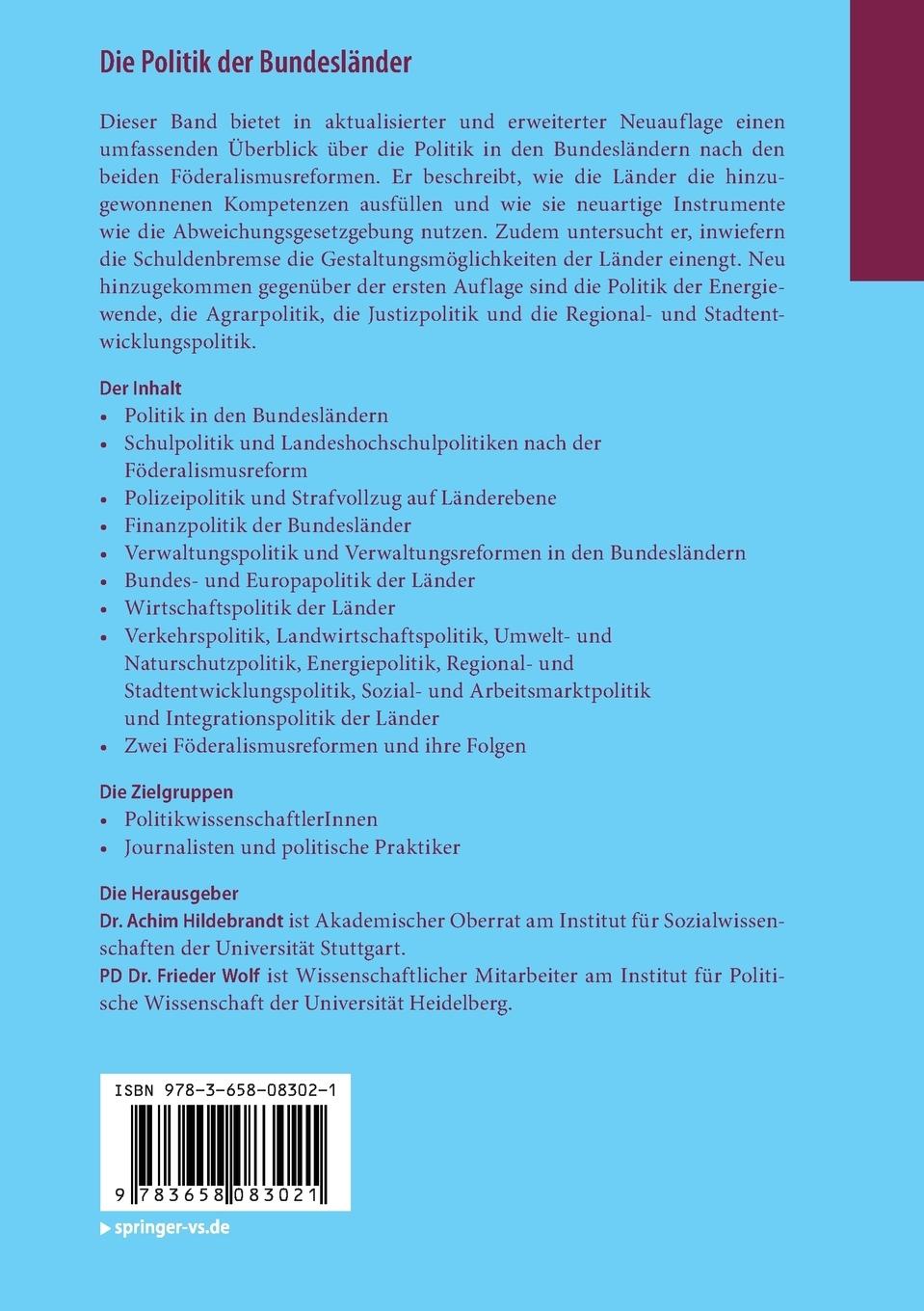 Rückseitencover Die Politik der Bundesländer